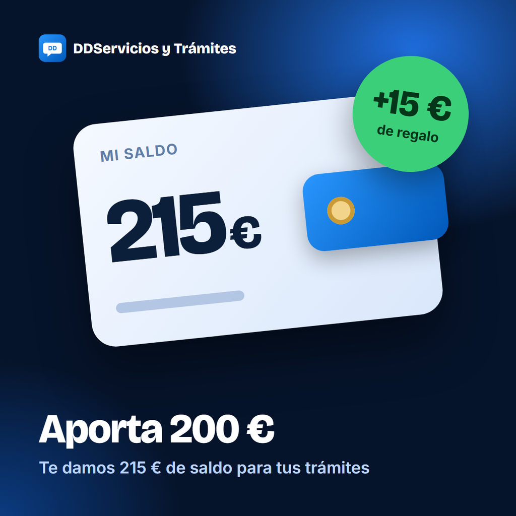 Aportación al monedero: 200 € (te damos 215 €)